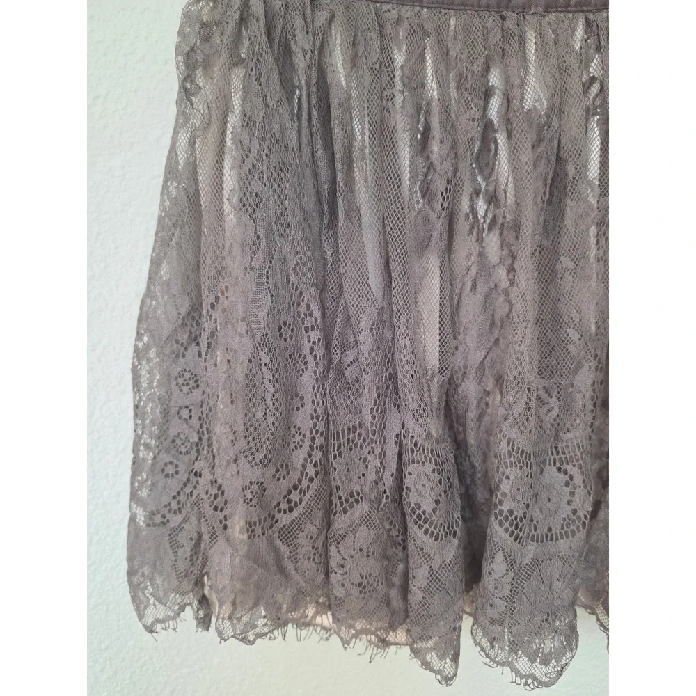 Divided H&M Size 6 Grey Lace Satin Mini Skirt Womens Short Princess Coquette